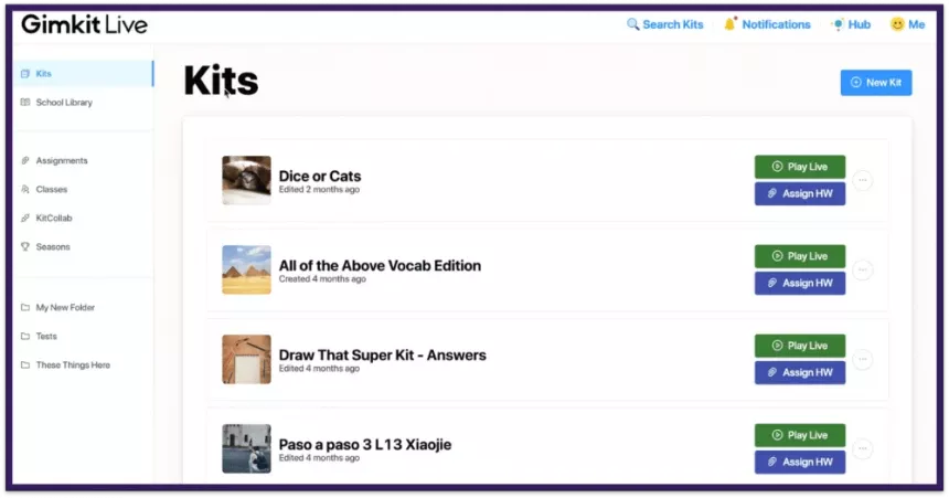 Navigating the Gimkit Dashboard